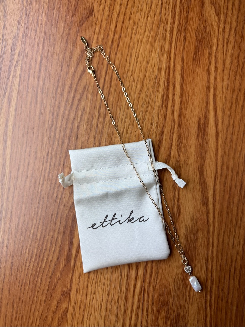 Ettika Gold Chain Necklace with Pearl Drop and Crystal Accent